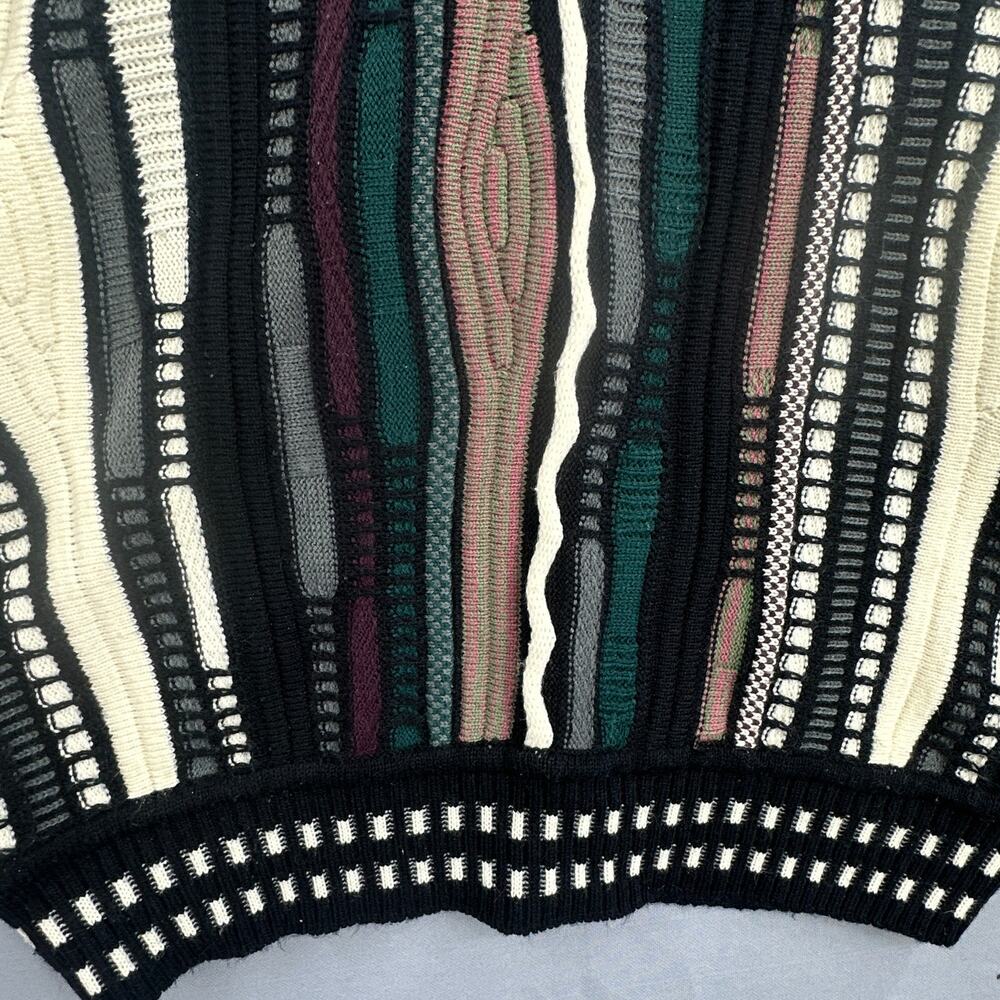 VTG 90s Textured Sweater Mens Lg Multicolor Acrylic Knit Pullover Bold Abstract - Picture 7 of 15